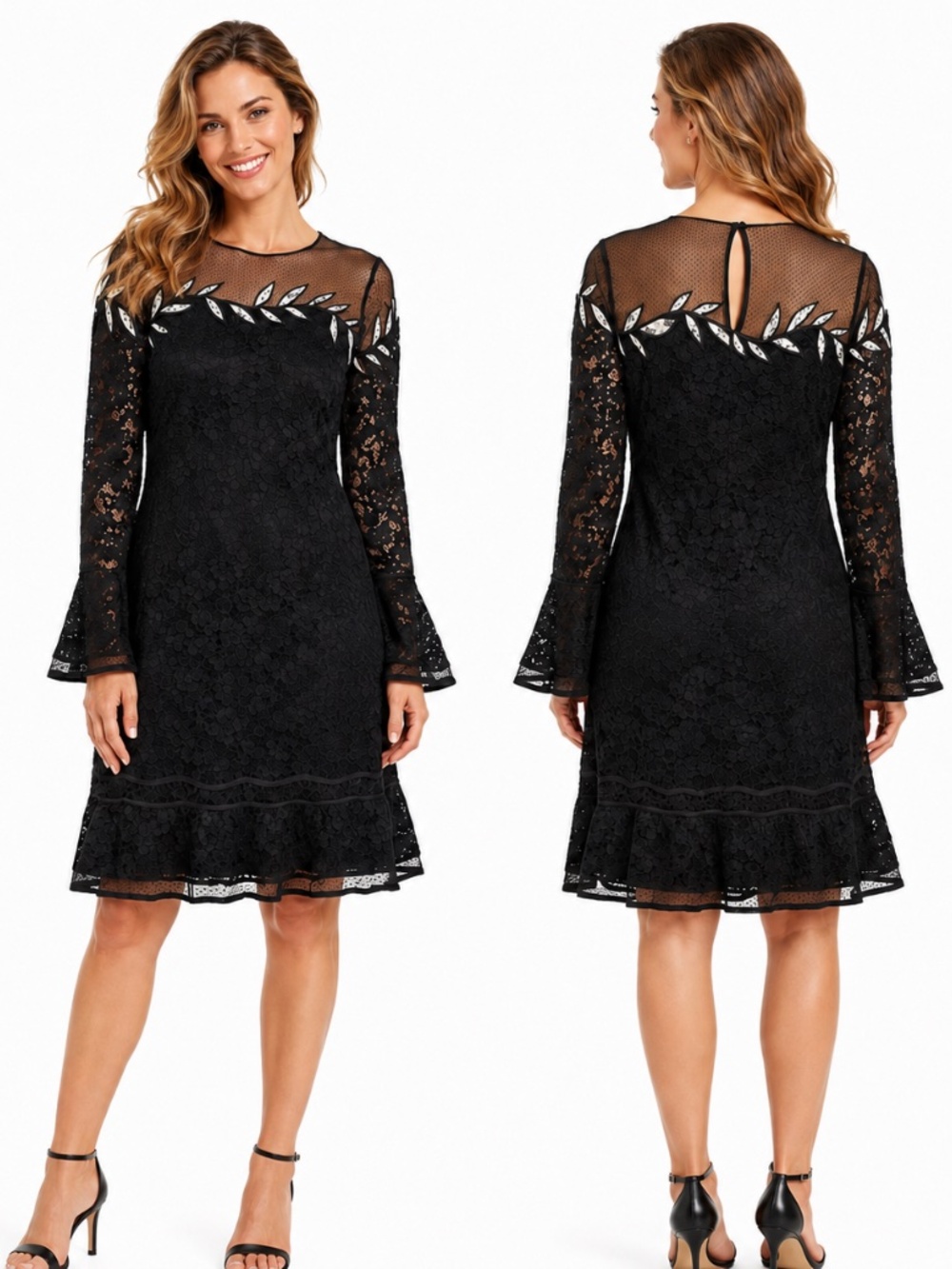 Shani. Embroidered Lace‎ Long Sleeve Dress.